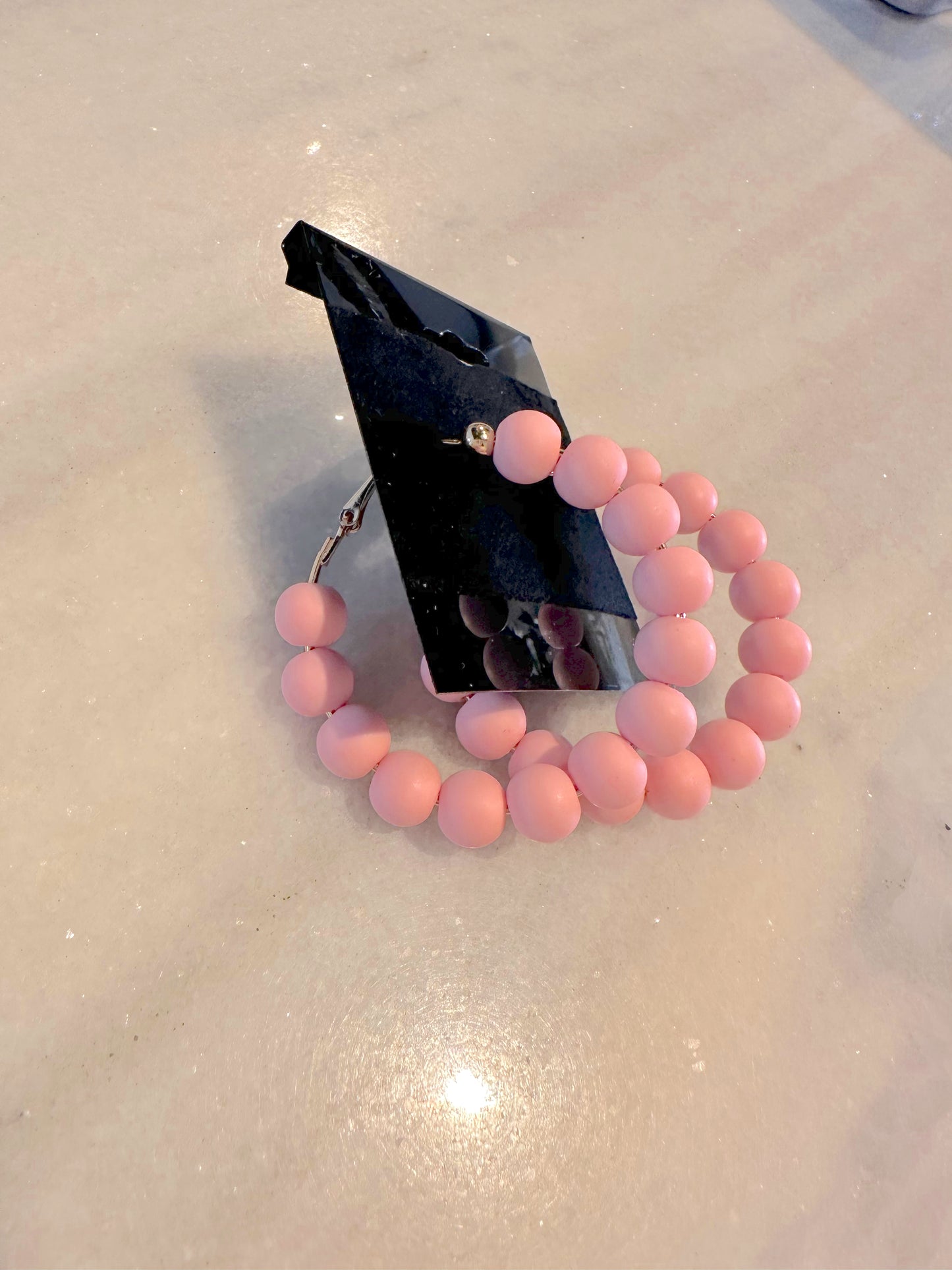 Pink bead earring