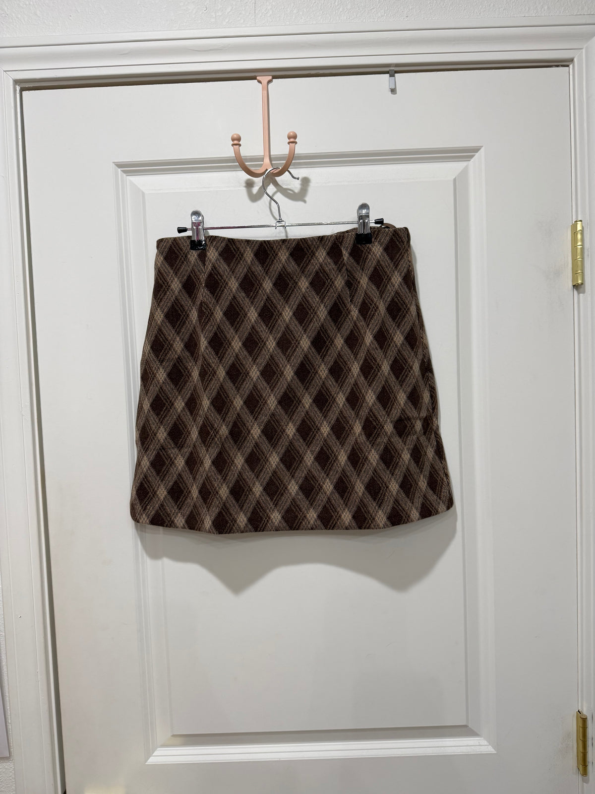 Brown plaid mini skirt