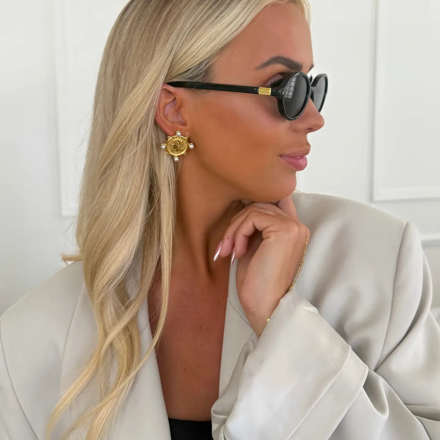 pearl coin earrings