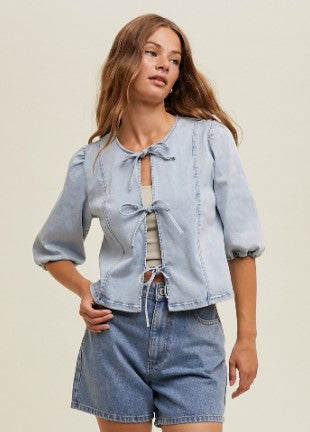 WL Denim Tie Top