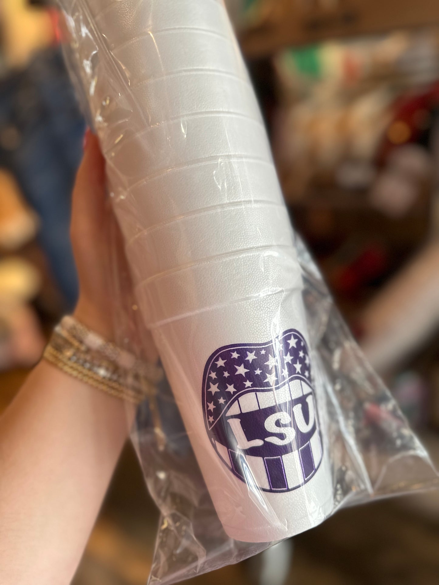 LSU styrofoam cups
