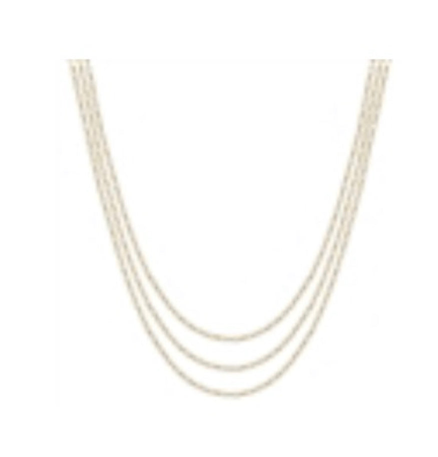 Gold Triple Layered Thin Metal Chain 6"-18" Necklace