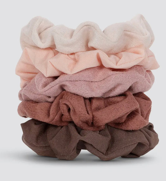 Assorted Textured Scrunchies 5pc Set - Terracotta