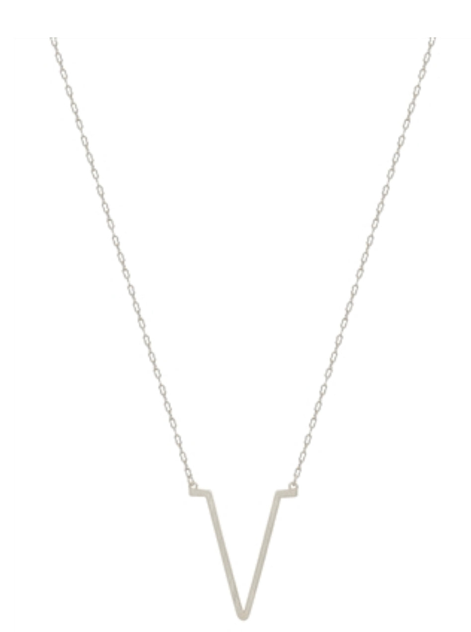 Matte Silver V Shape 16"-18" Necklace