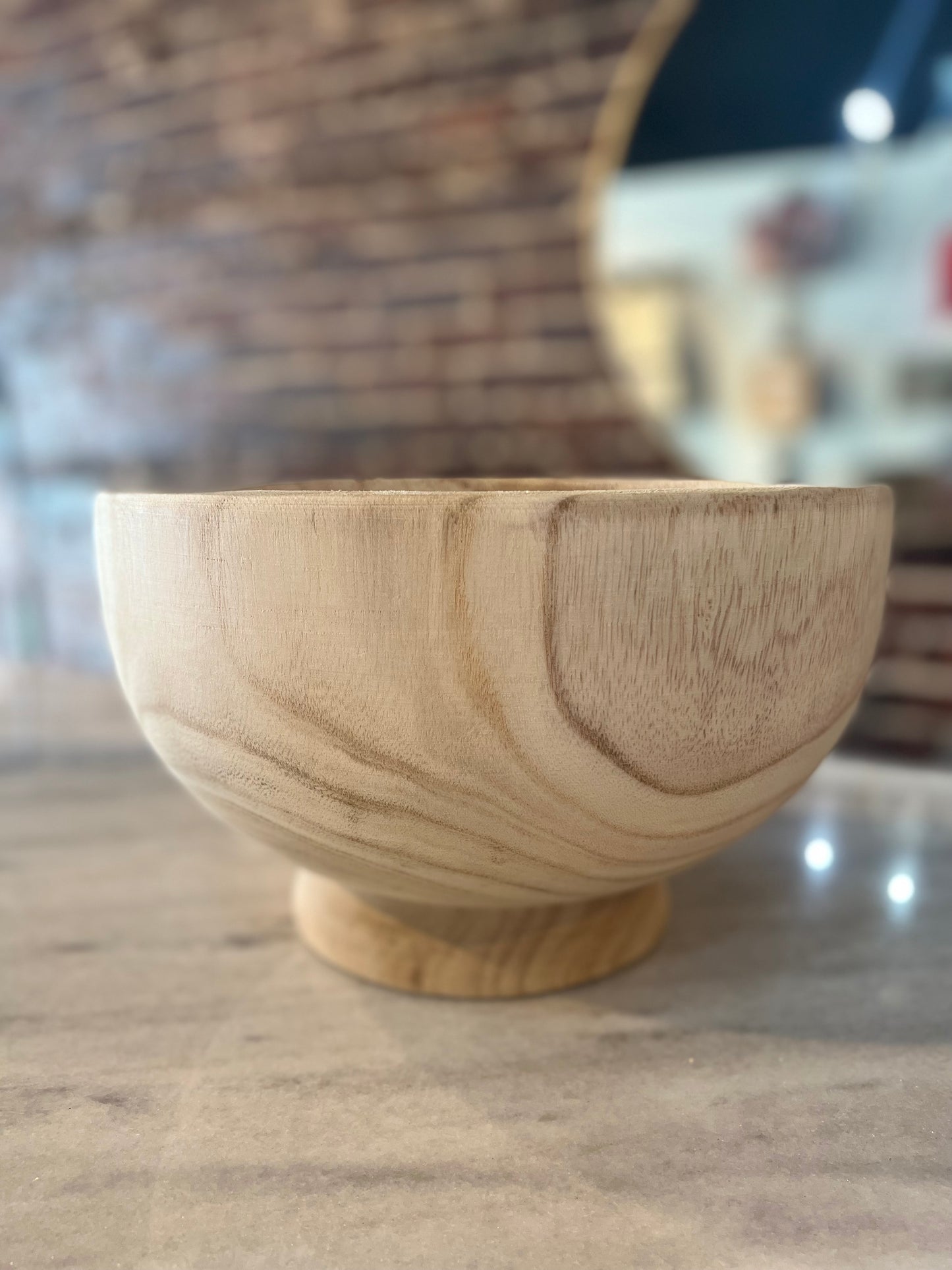 Wood serving bowl