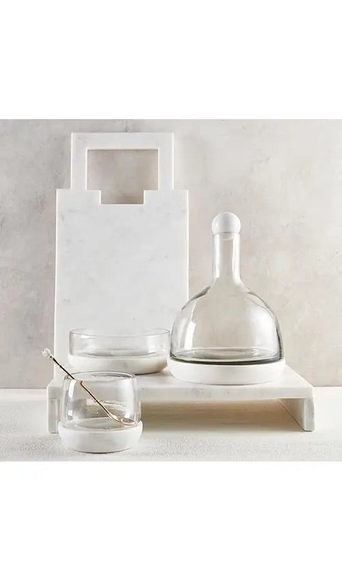 Marble + glass wine carafe