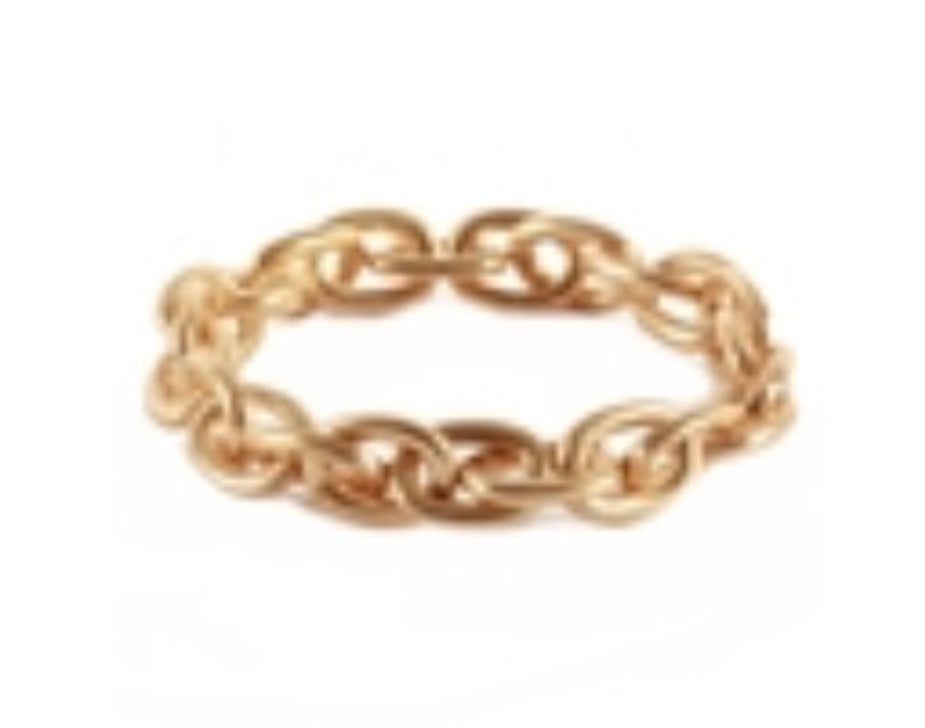 Worn Gold Metal Link 7.5" Stretch Bracelet