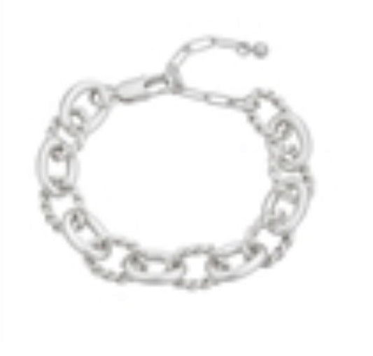 Silver Textured Chain Link Bracelet
