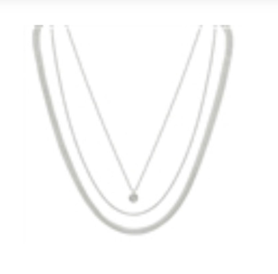 Silver Snake Chain Layered with Clear Stone 16"-18" Necklace