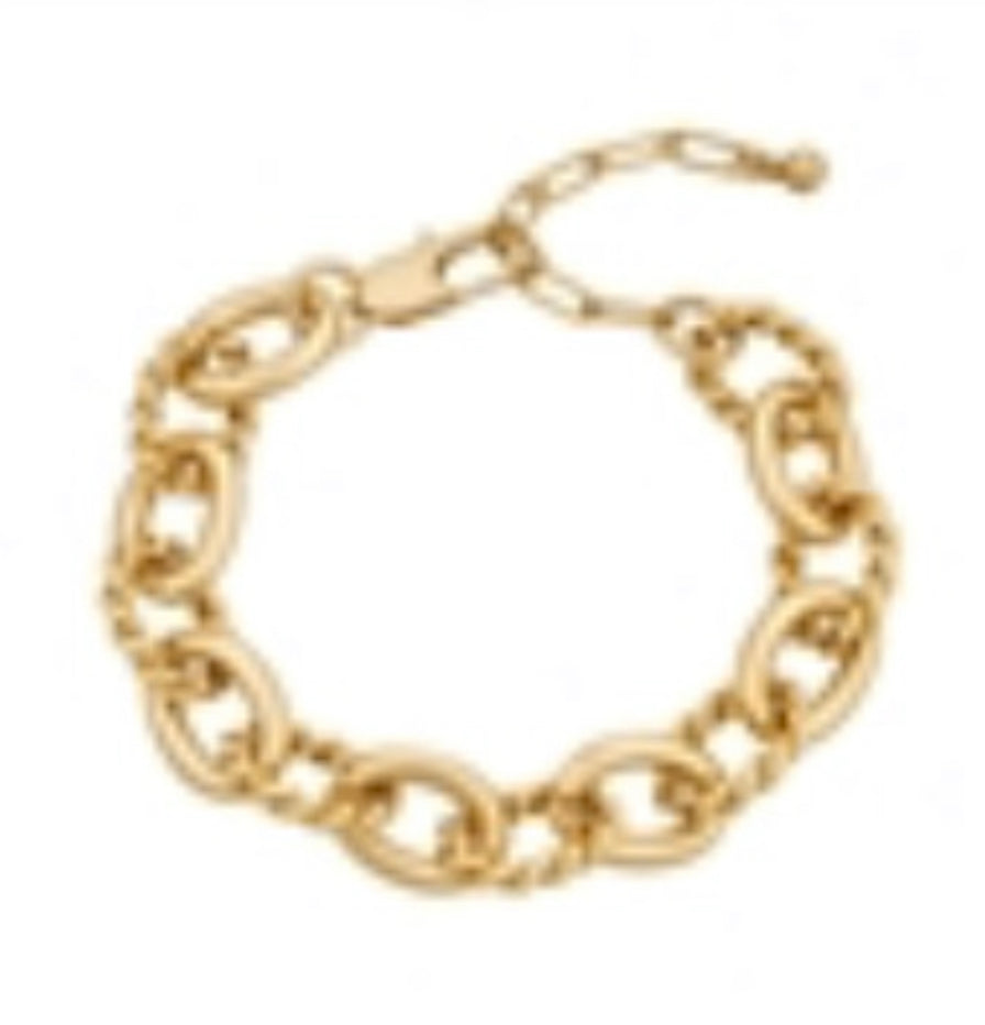 Matte Gold Textured Chain Link Bracelet