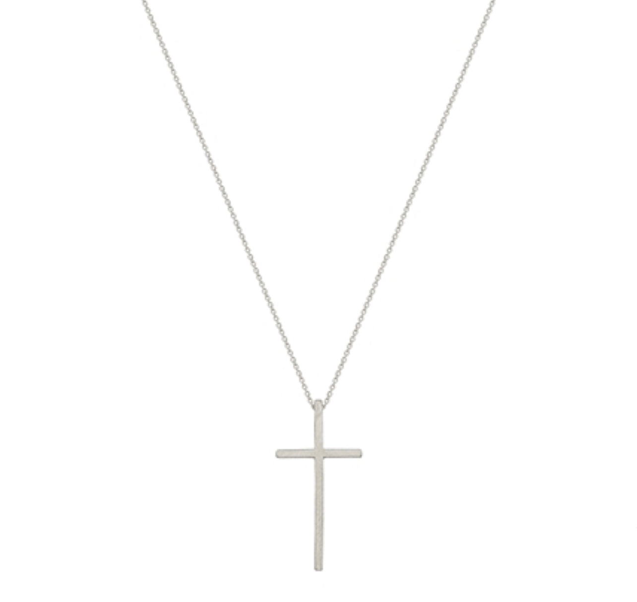 Matte Silver Cross Pendant 16"-18" Necklace